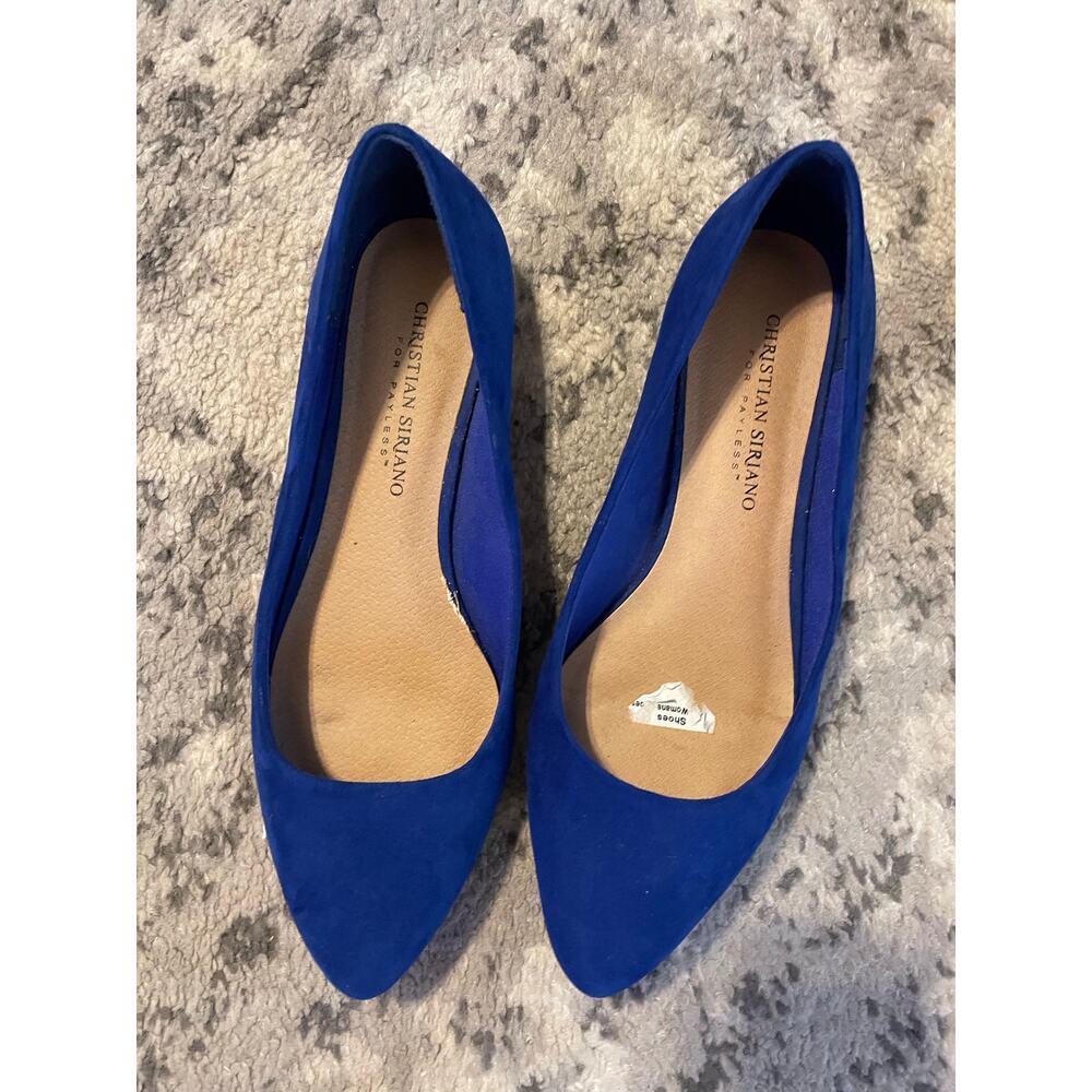 Christian Siriano for Payless Cobalt Blue Suede Pointed Toe Flats Size 7 - Picture 2 of 3